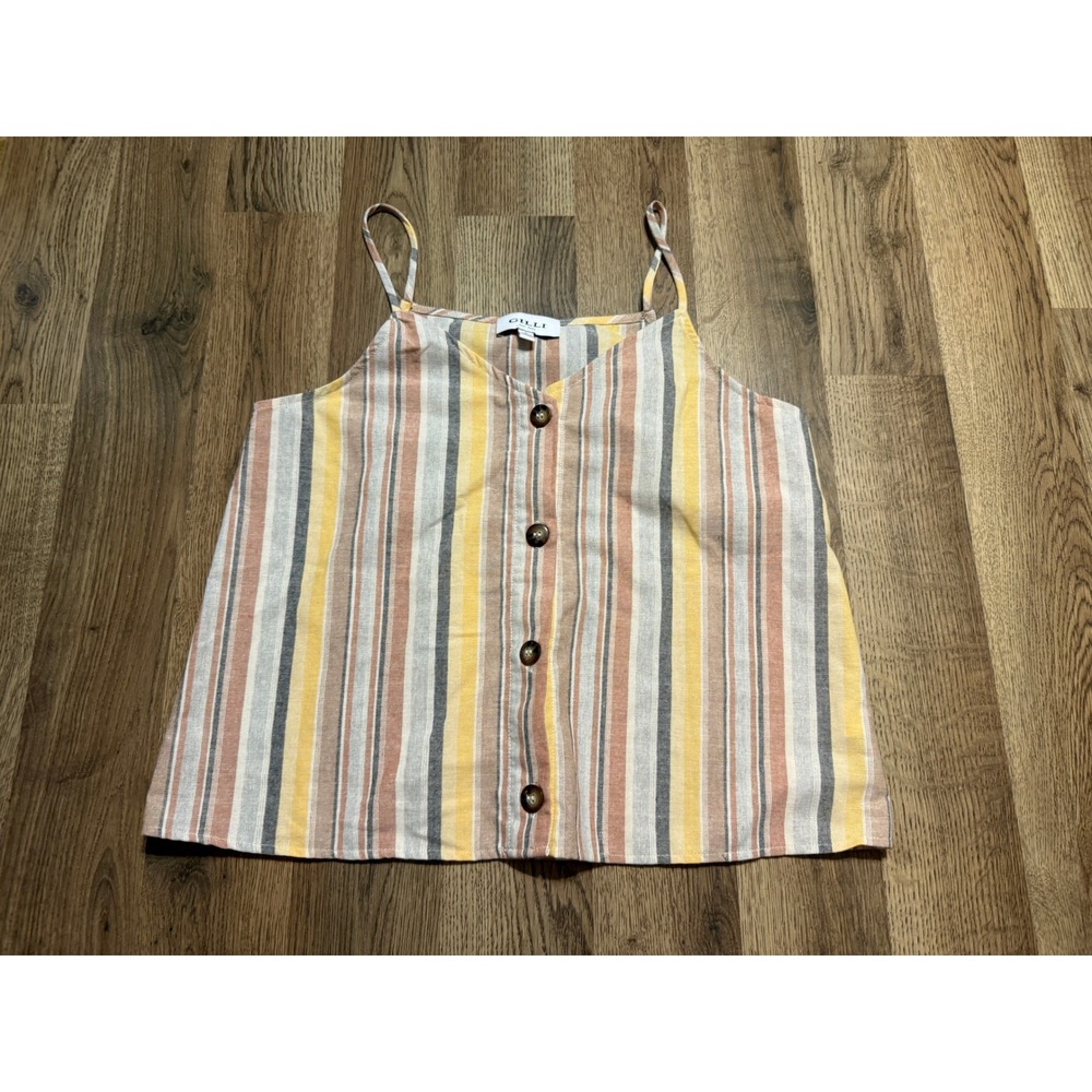 Gilli Shirts Womens Size Small Multi Color Cami Button Front Striped